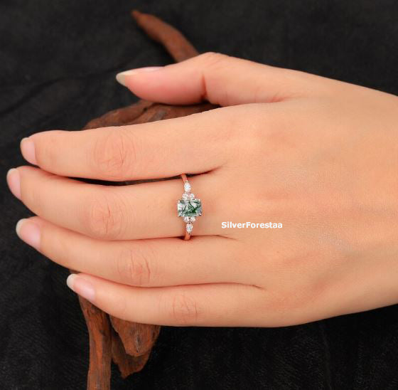 Nature’s Gem – Moss Agate Ring in Solid Sterling Silver