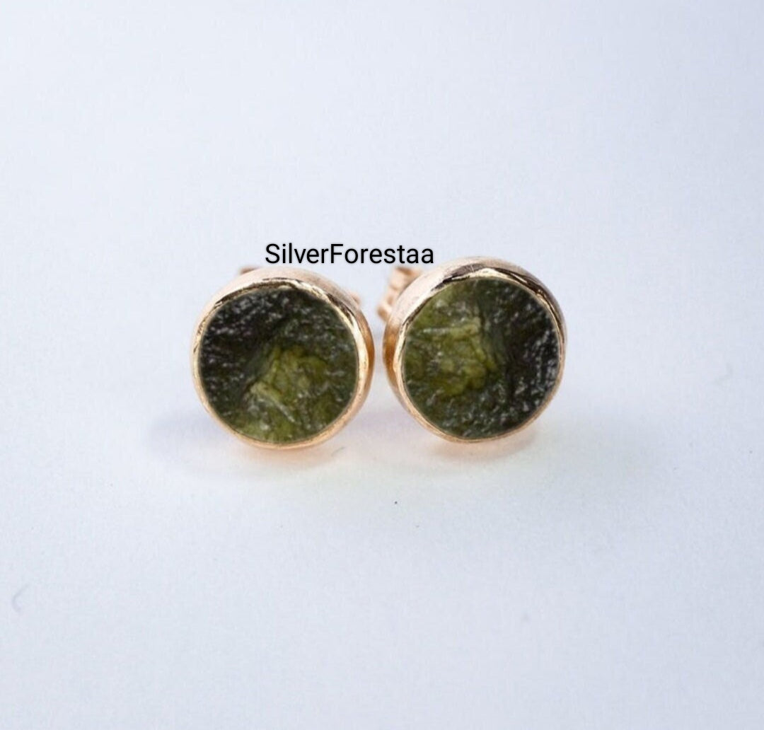 Elegant Moldavite Silver Earring – Unique Gemstone Jewelry - SILVERFORESTAA