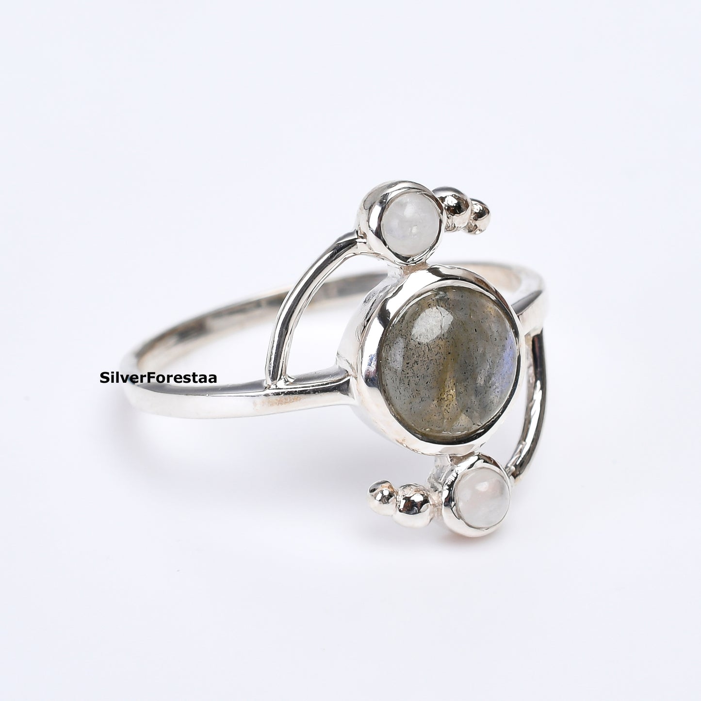 Mystic Glow – Labradorite & Moonstone Ring in 925 Sterling Silver