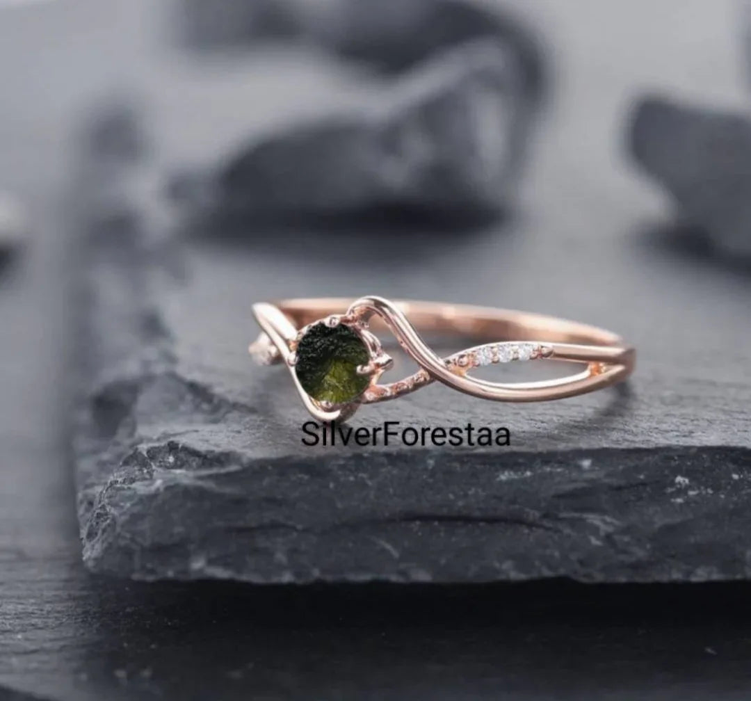 Czech Republic Dainty Moldavite Ring - SILVERFORESTAA