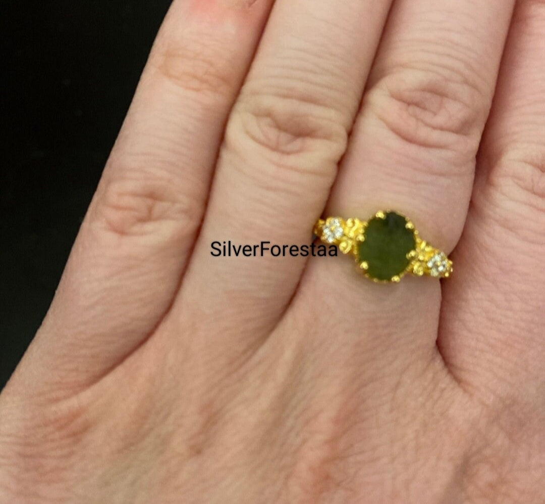 Handcrafted Moldavite Silver Ring | Silverforestaa - SILVERFORESTAA