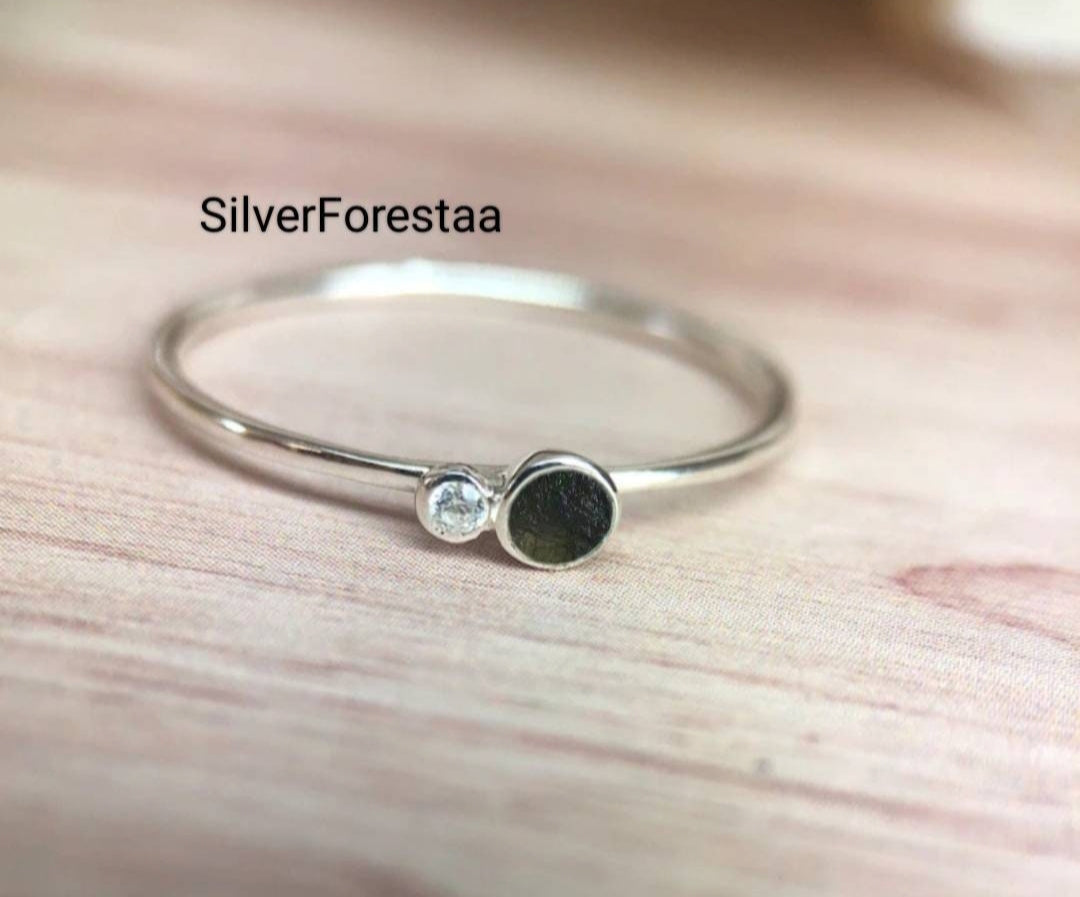 Rare Moldavite Silver Ring – Perfect for Crystal Lovers