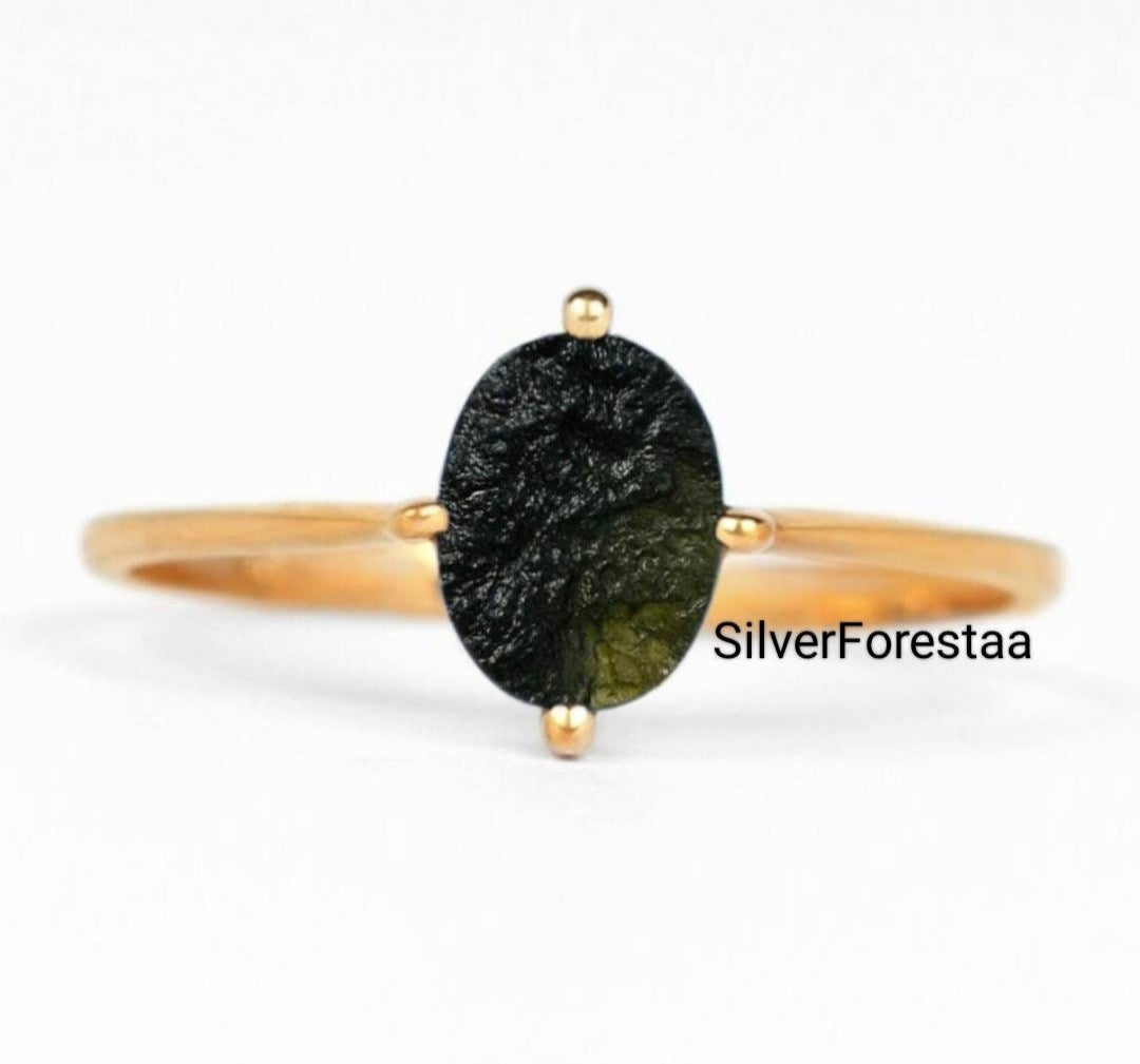 Authentic Moldavite Silver Ring