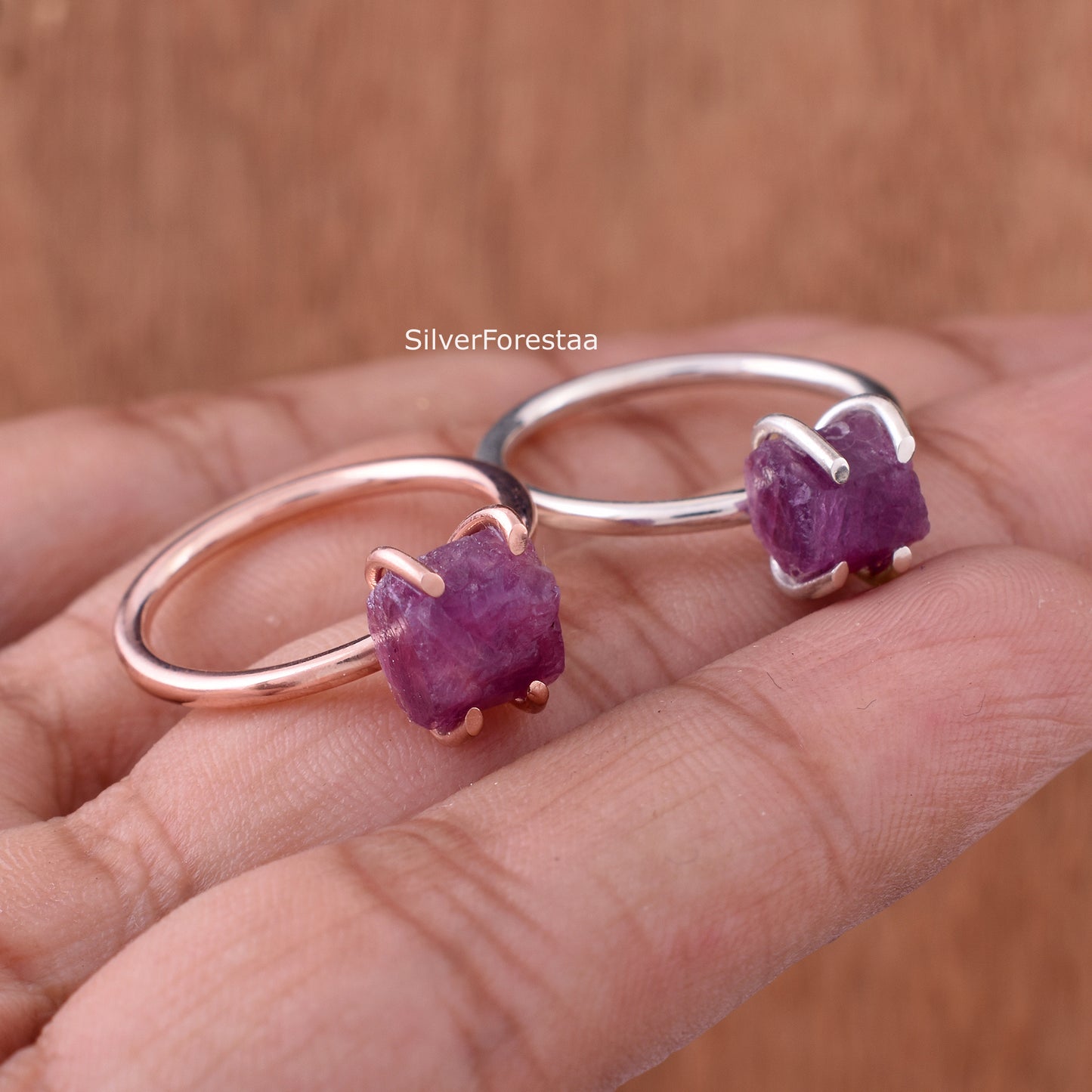 Raw Ruby Ring – Natural Gemstone 925 Sterling Silver Ring