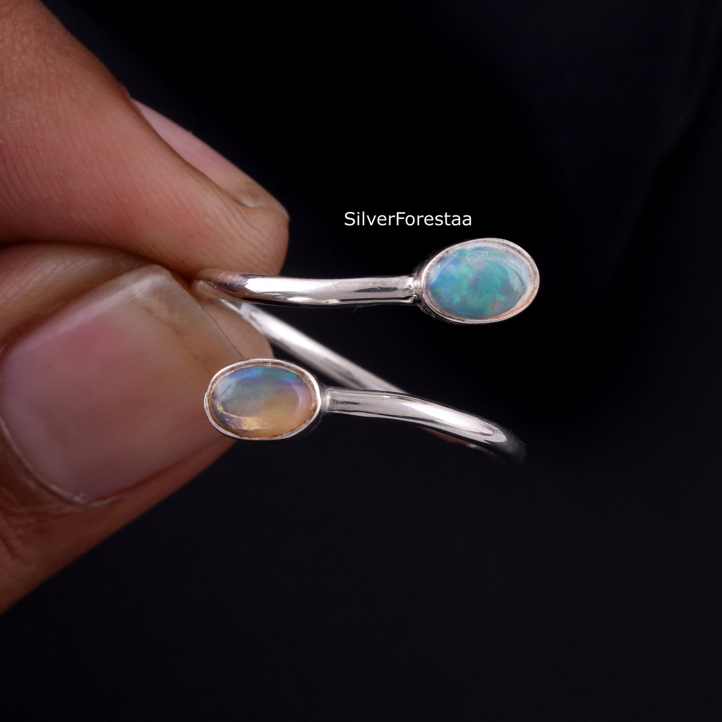 Ethiopian Opal Ring in 925 Sterling Silver