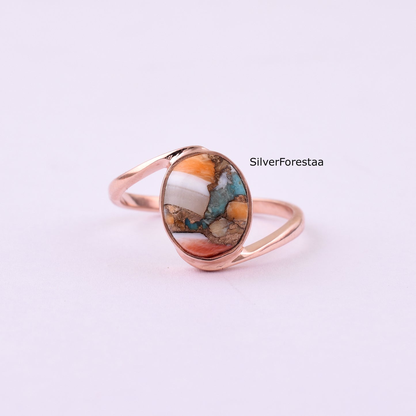 Copper Turquoise Gemstone Ring - Handmade Jewelry