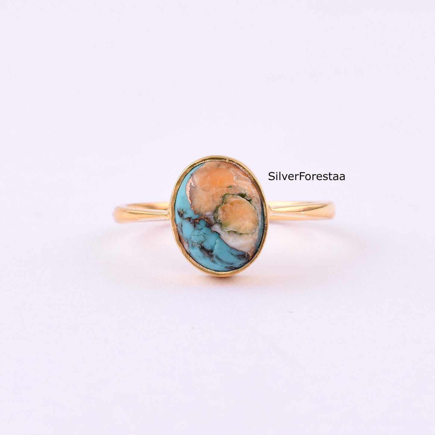 Vintage Inspired Spiny Oyster Turquoise Promise Ring