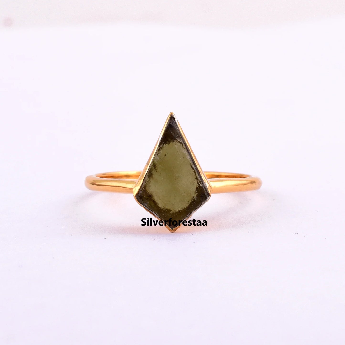 Natural Moldavite 925 Silver Ring - SILVERFORESTAA