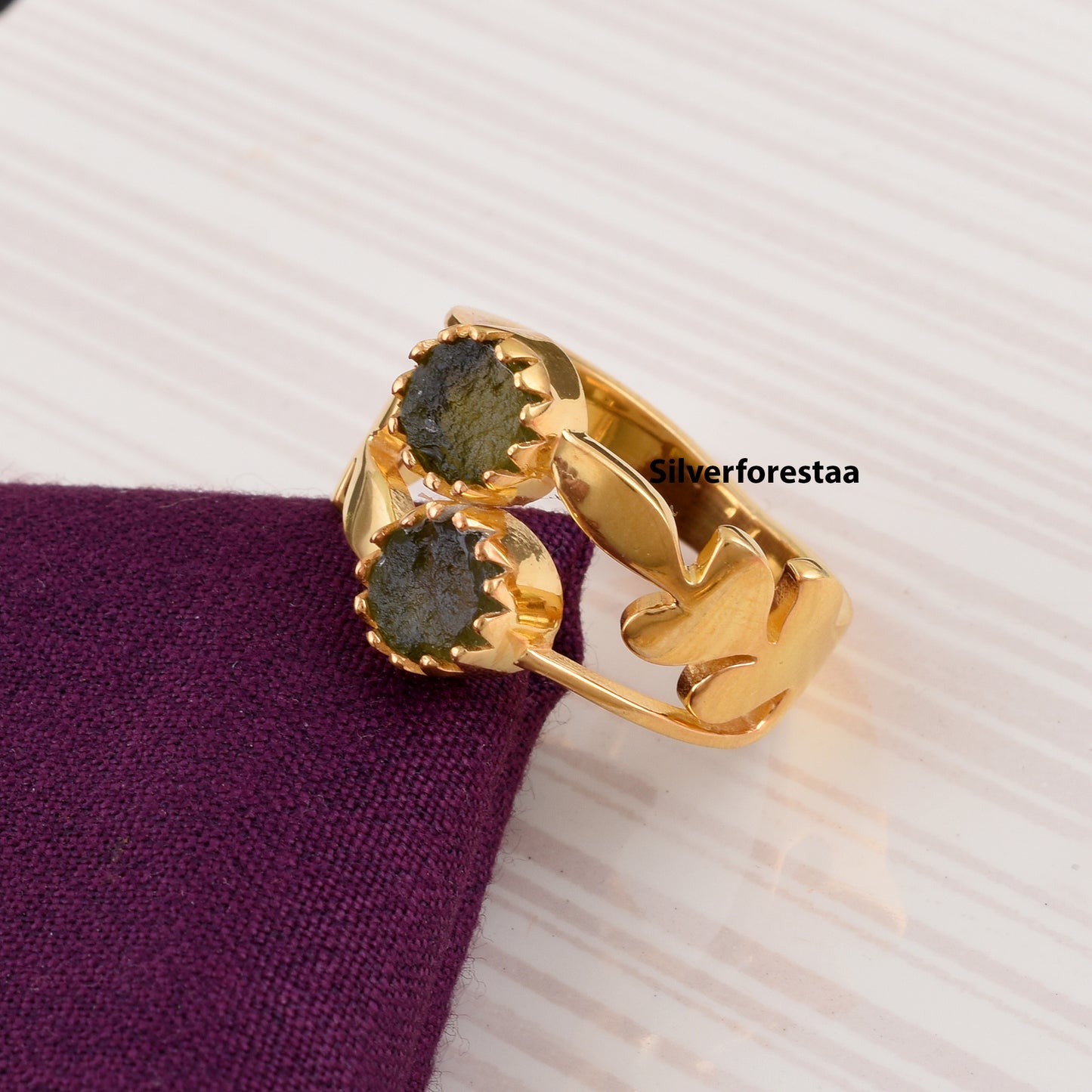 Moldavite Transformation Ring Sterling Silver