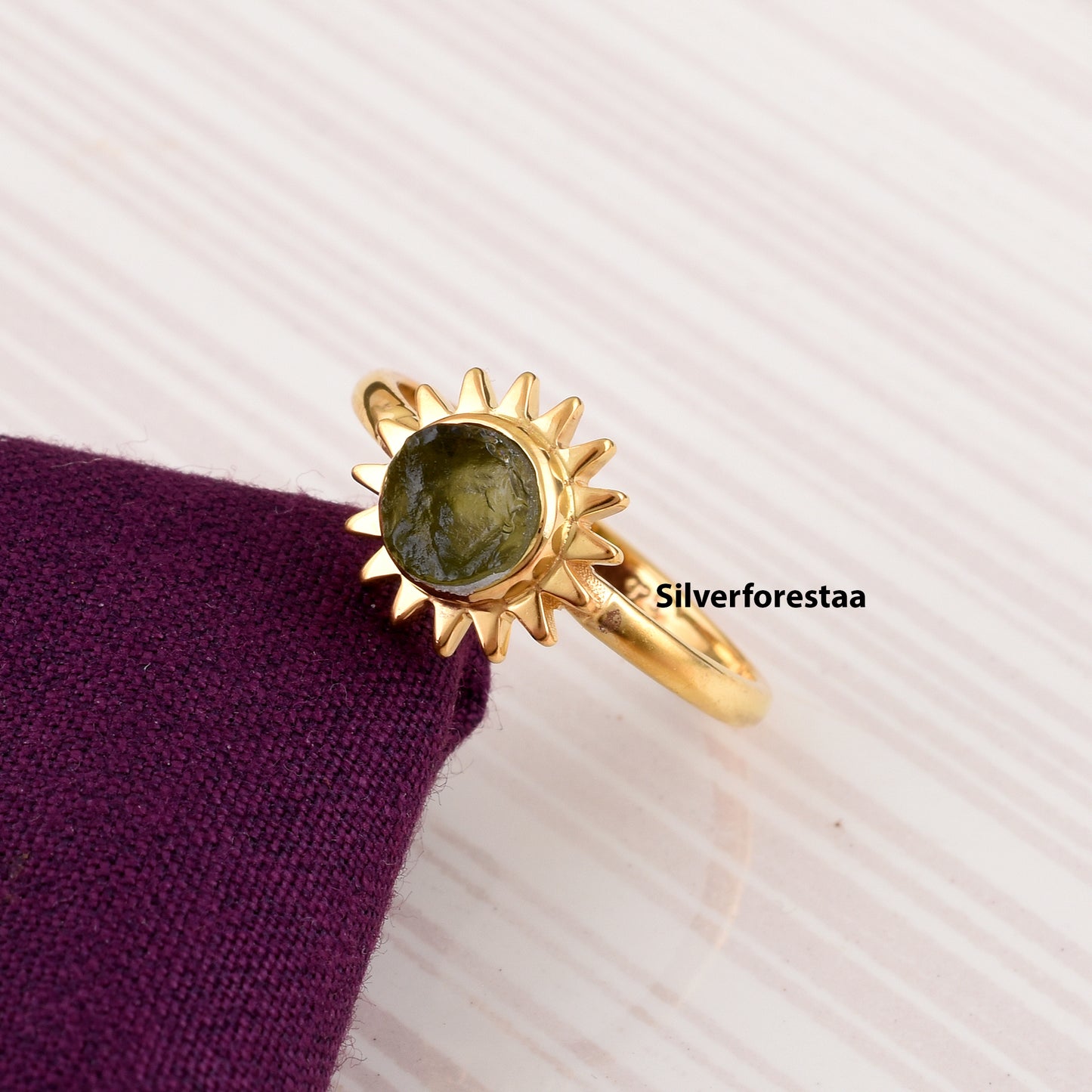 Authentic Raw Moldavite Ring Healing Crystal