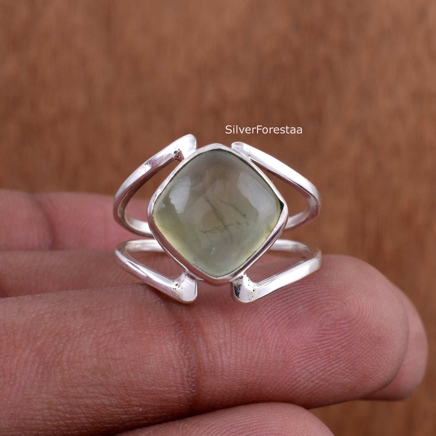 Handmade Prehnite Ring | Bohemian Gemstone Jewelry