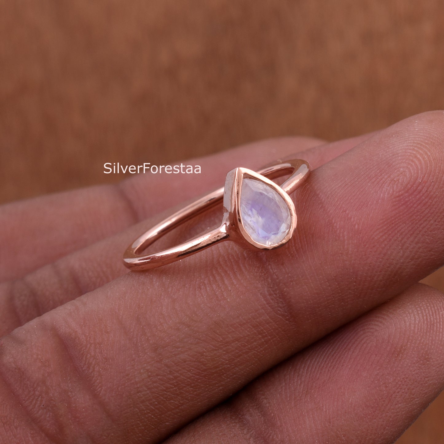 Pear Cut Moonstone Sterling Silver Ring | SilverForestaa