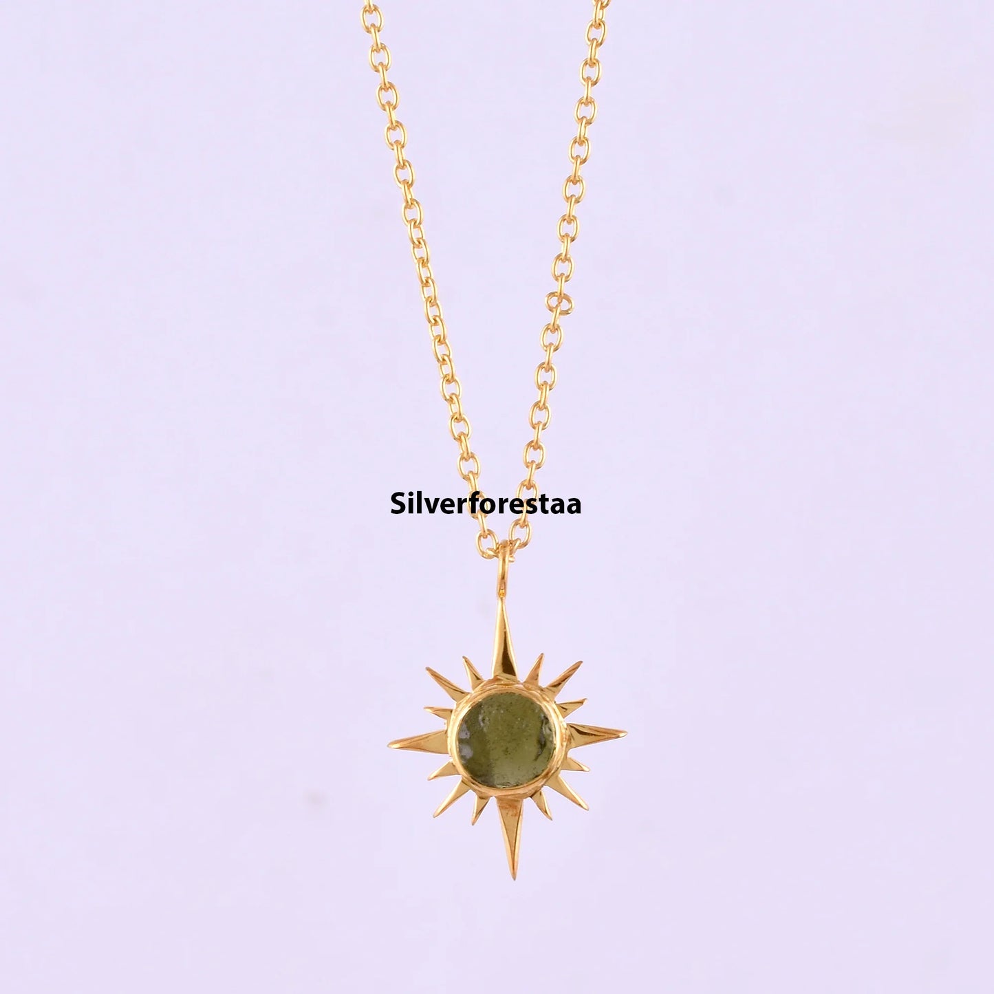 Natural Raw Moldavite Silver Pendant - SILVERFORESTAA