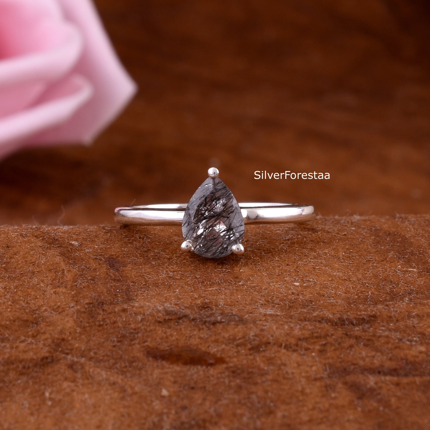 Black Rutile Quartz ring