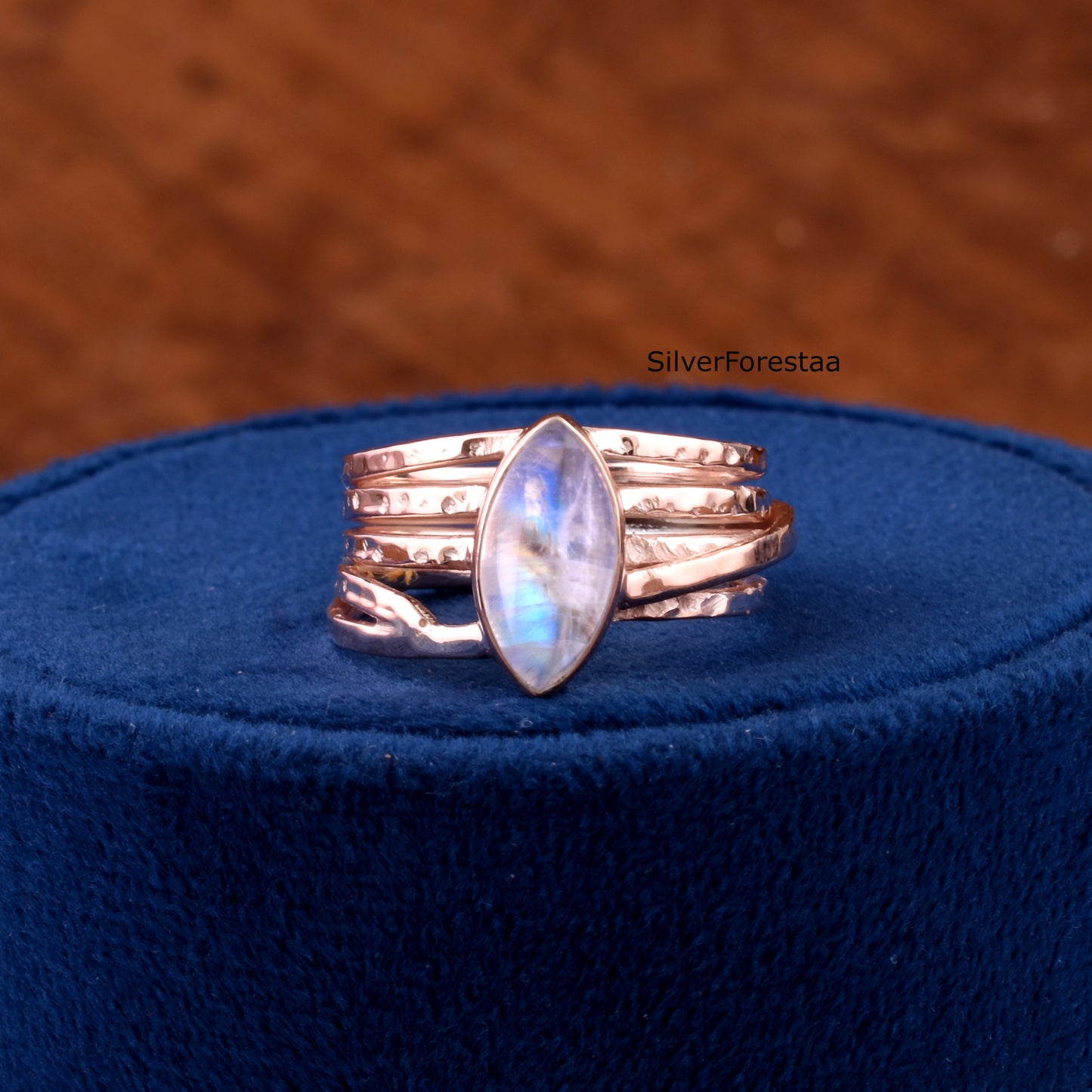 Handcrafted Sterling Silver Ring with Rainbow Moonstone Glow