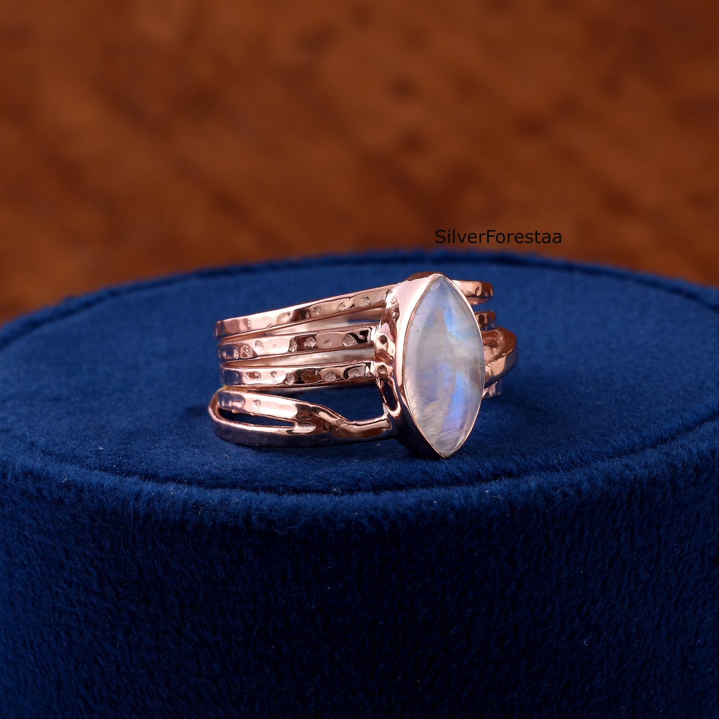 Handcrafted Sterling Silver Ring with Rainbow Moonstone Glow