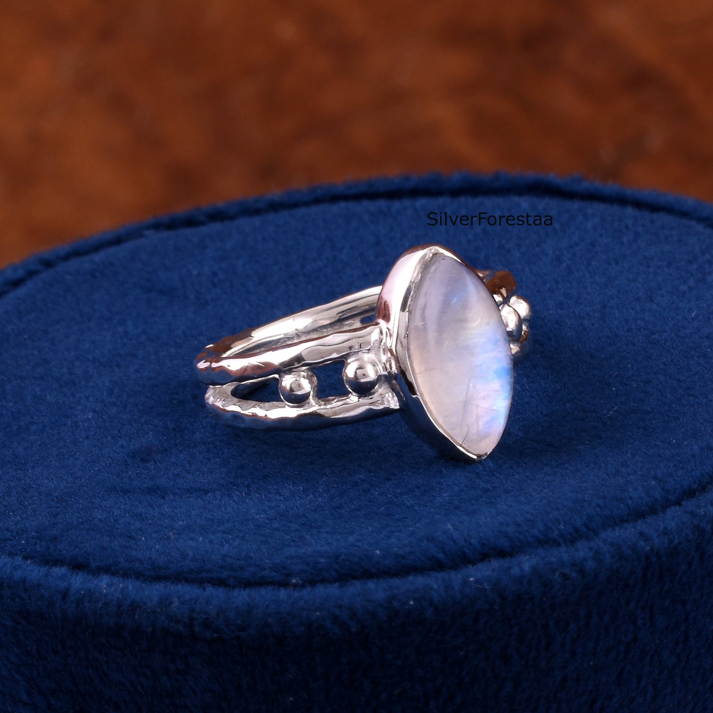 Elegant Rainbow Moonstone Ring – Artisan 925 Silver Jewelry