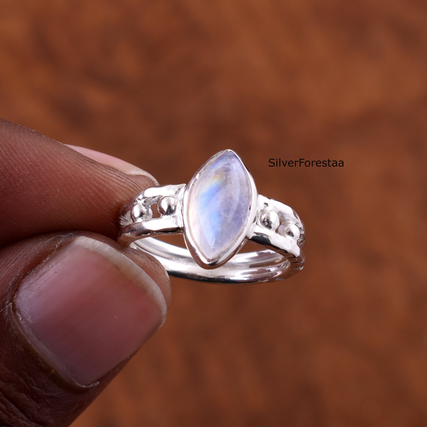 Elegant Rainbow Moonstone Ring – Artisan 925 Silver Jewelry