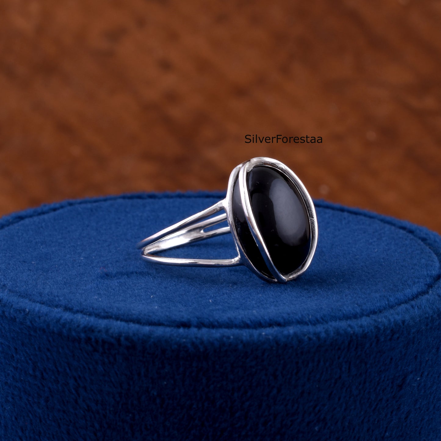 Black Onyx Silver Ring – Wire Wrapped Bohemian Style