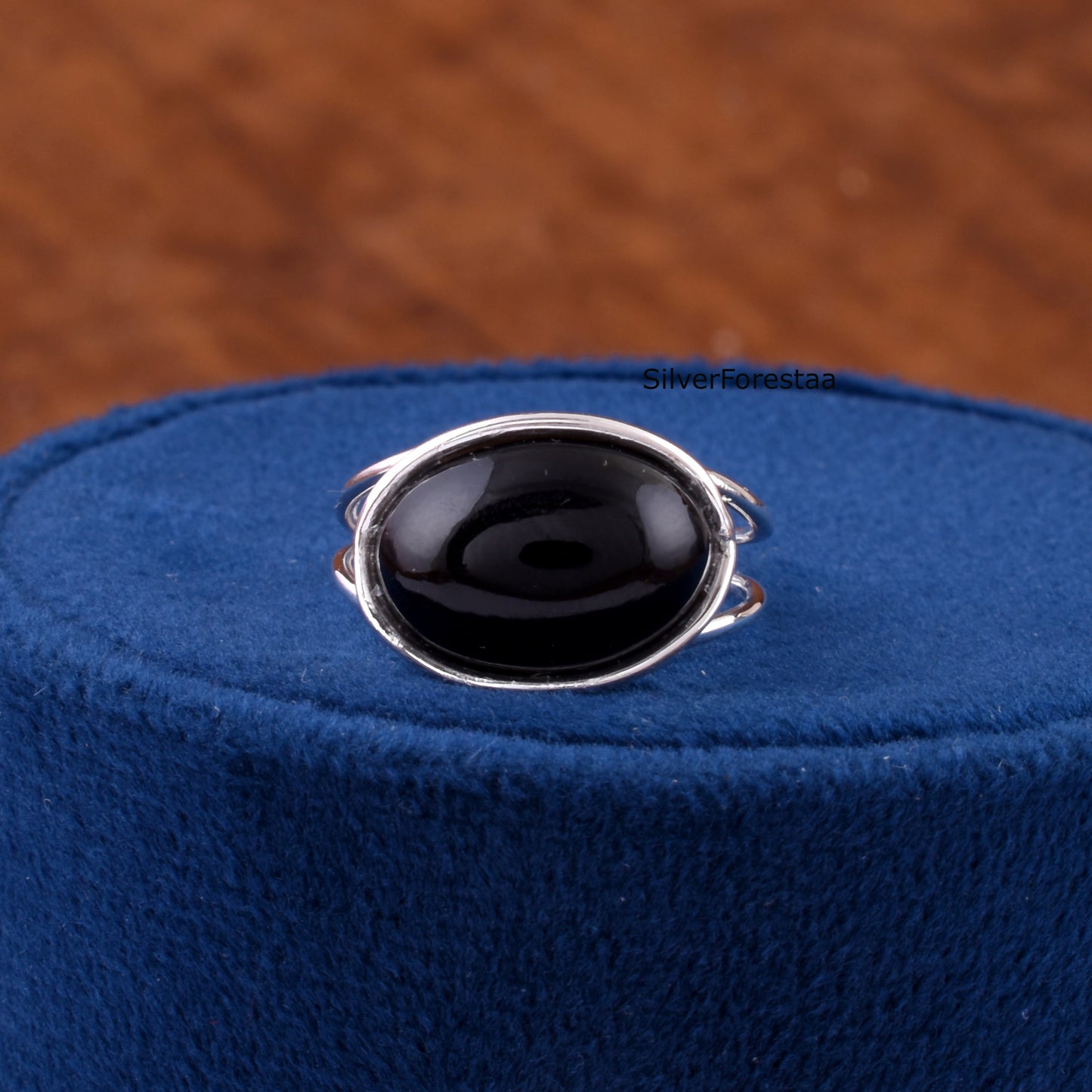 Handmade Black Onyx Wire Wrapped Ring in 925 Sterling Silver
