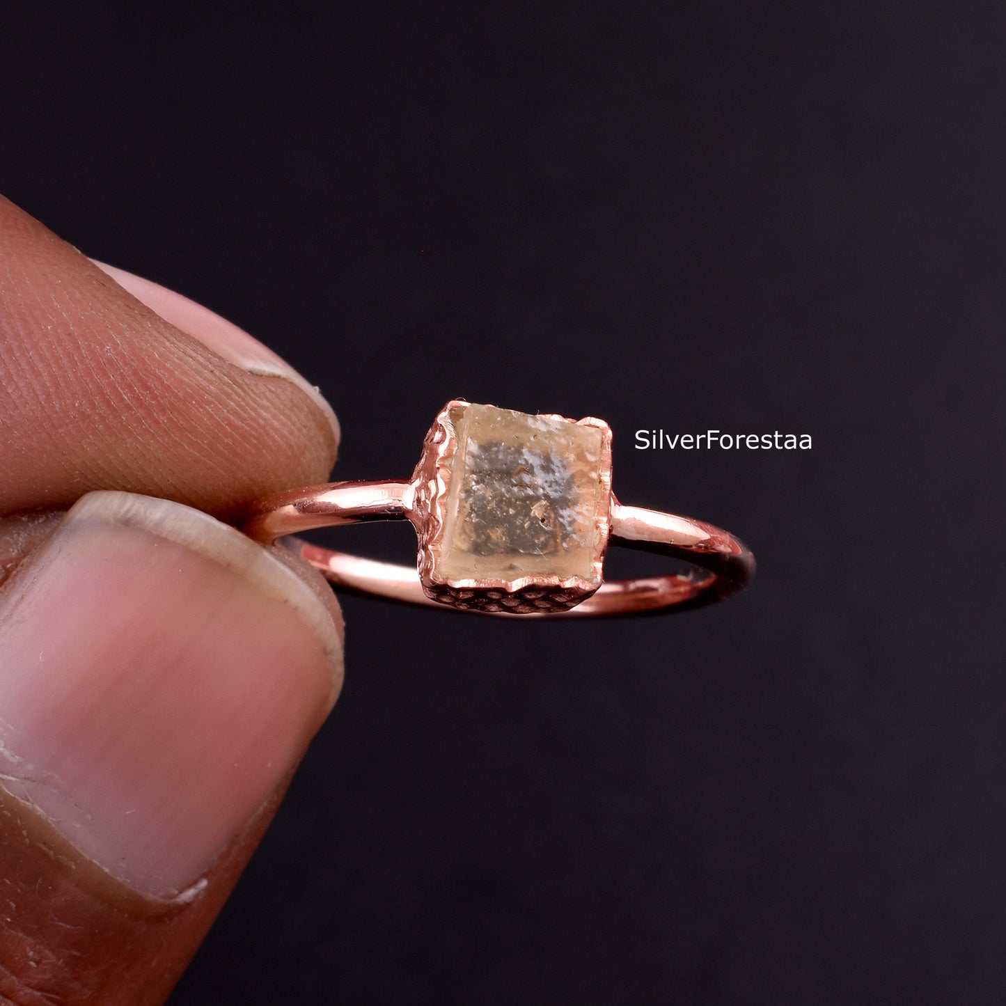 Genuine Libyan Tektite Ring | 925 Sterling Silver Design