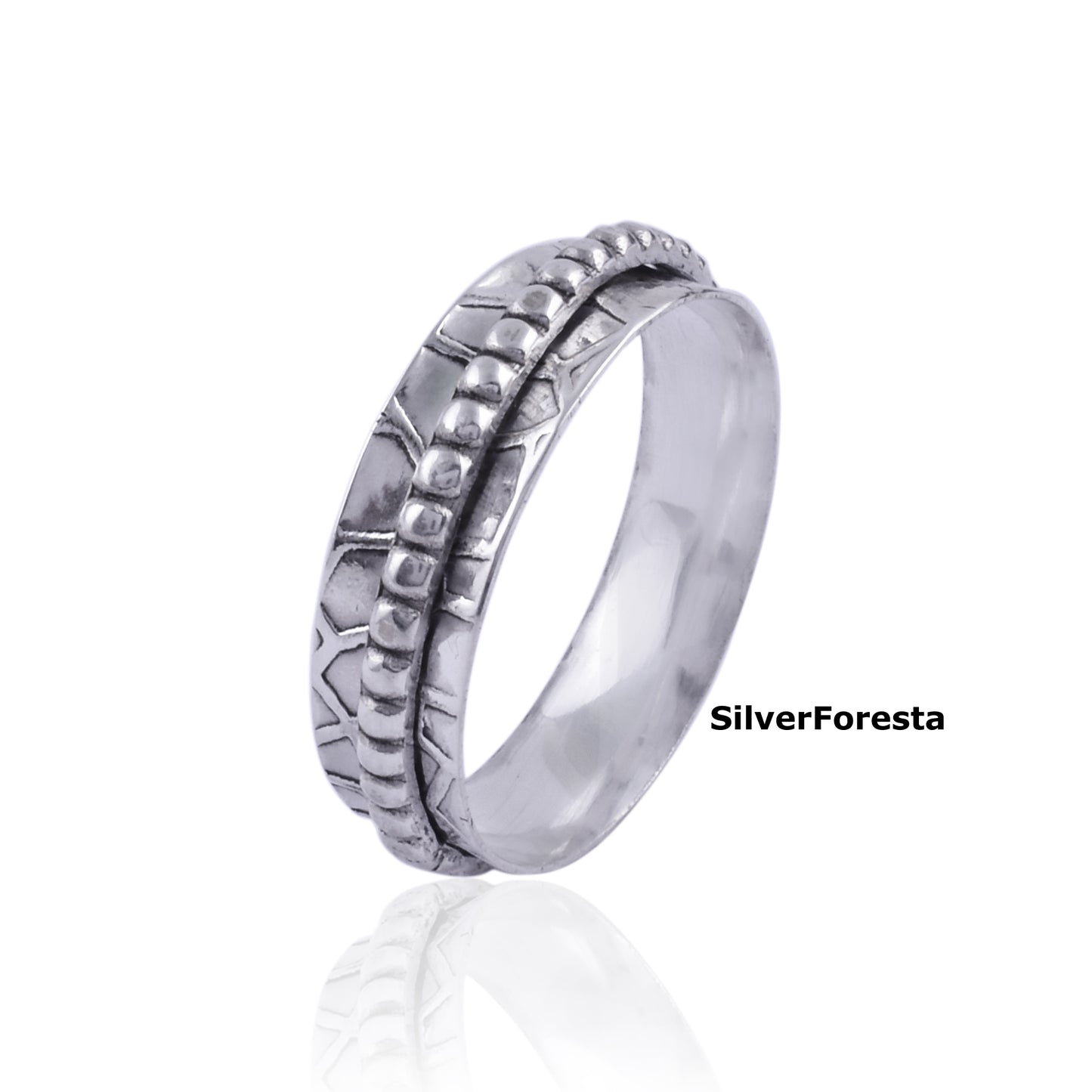 Narrow Spinner Band Ring in 925 Sterling Silver – Worry Relief Design