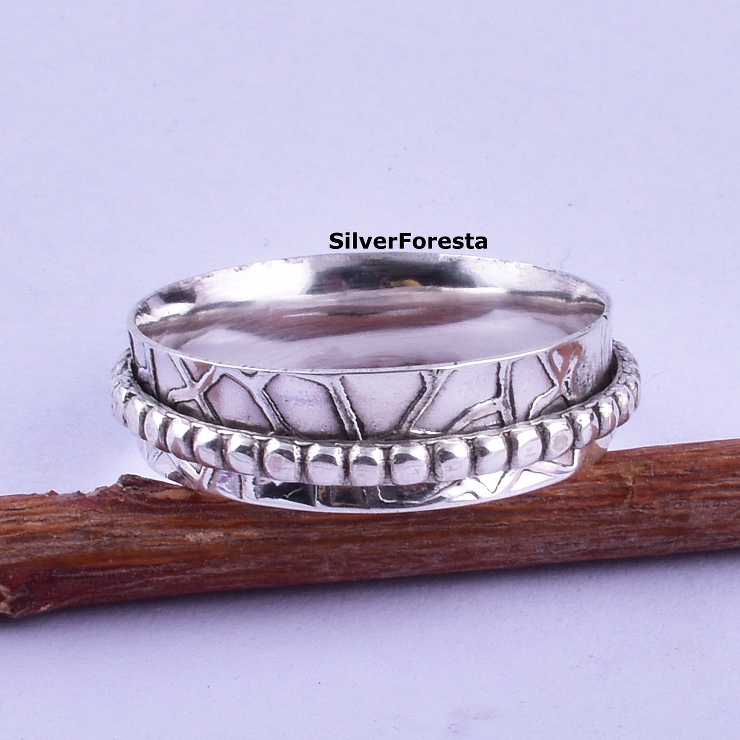 Narrow Spinner Band Ring in 925 Sterling Silver – Worry Relief Design