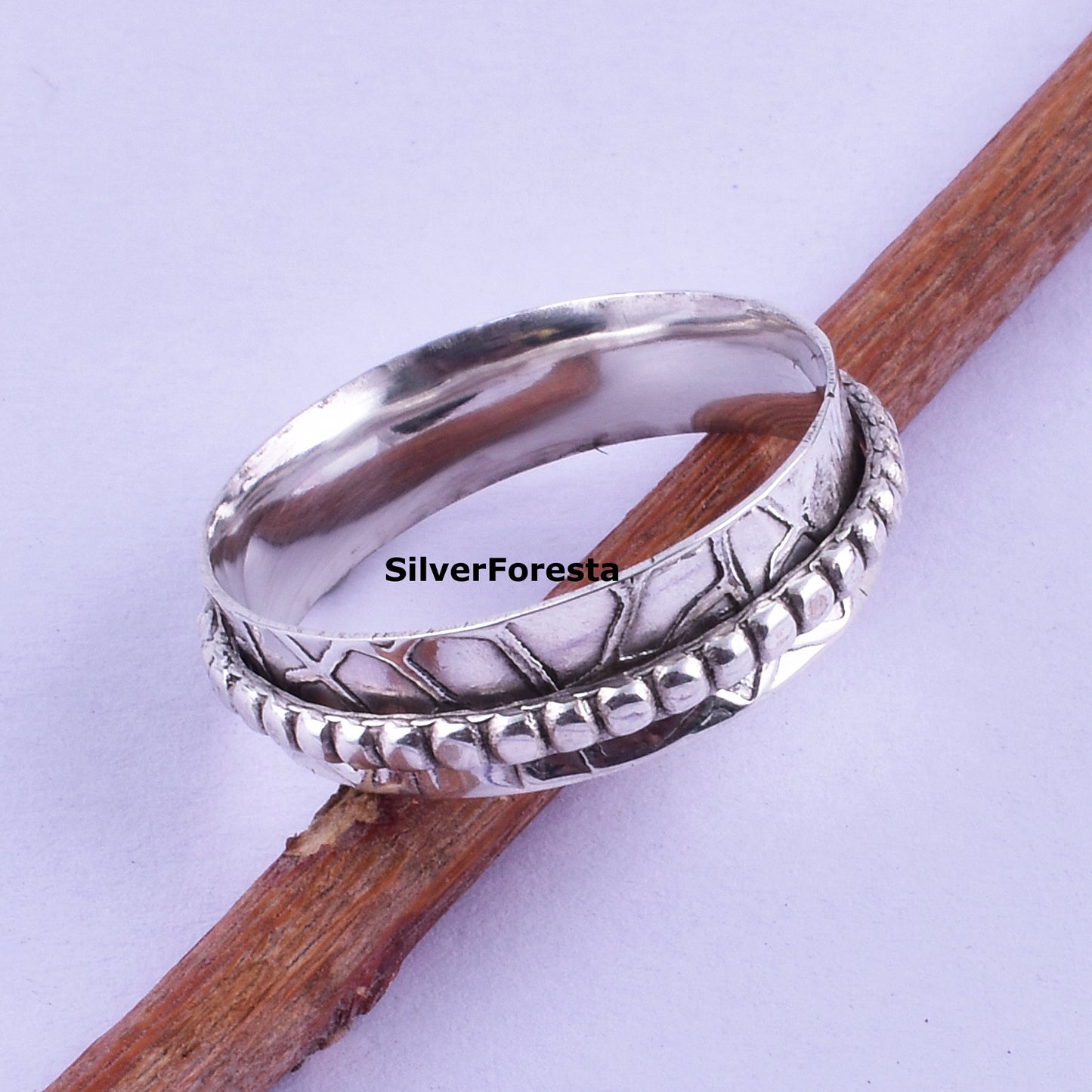 Narrow Spinner Band Ring in 925 Sterling Silver – Worry Relief Design