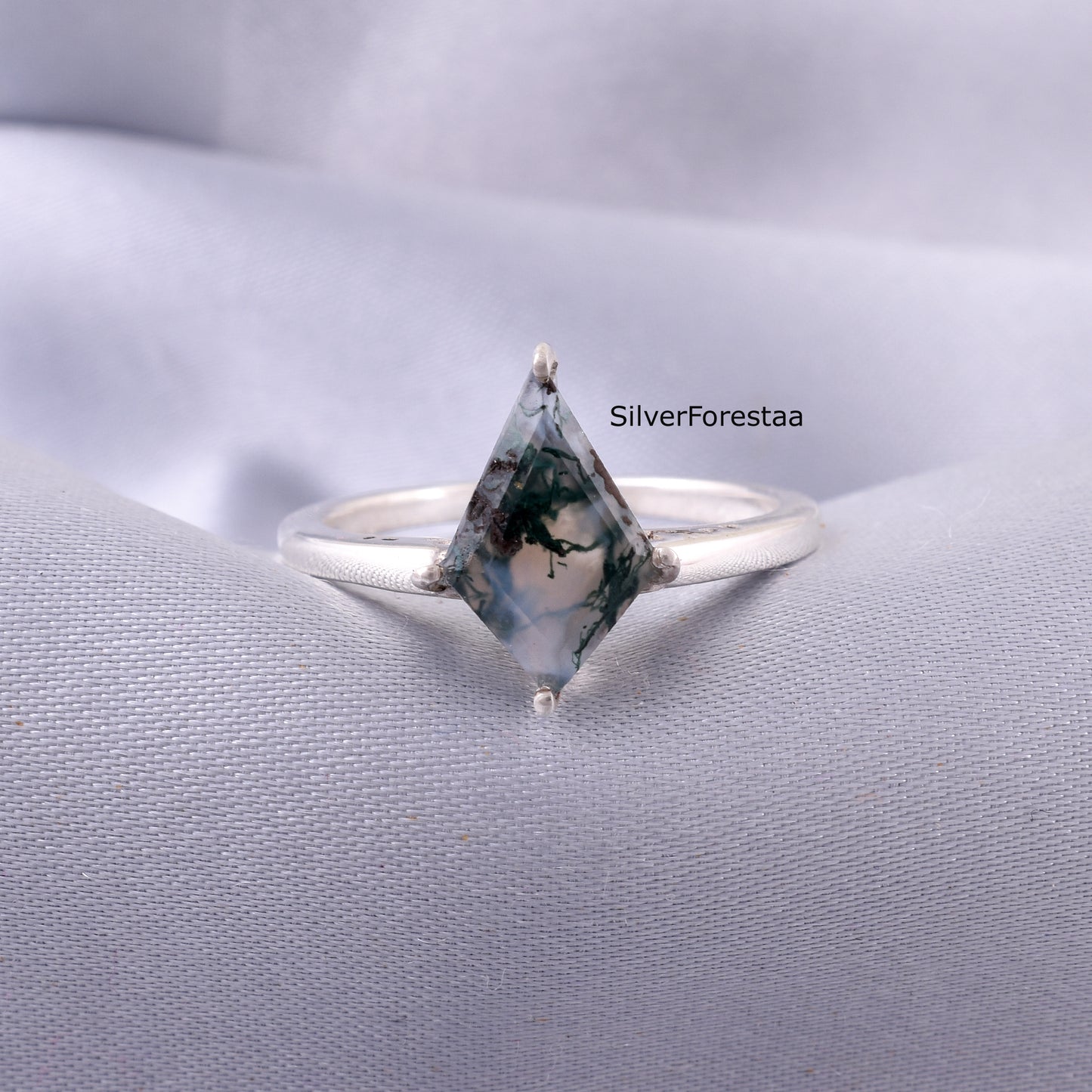 Moss Agate Gemstone Ring – 925 Solid Sterling Silver Design