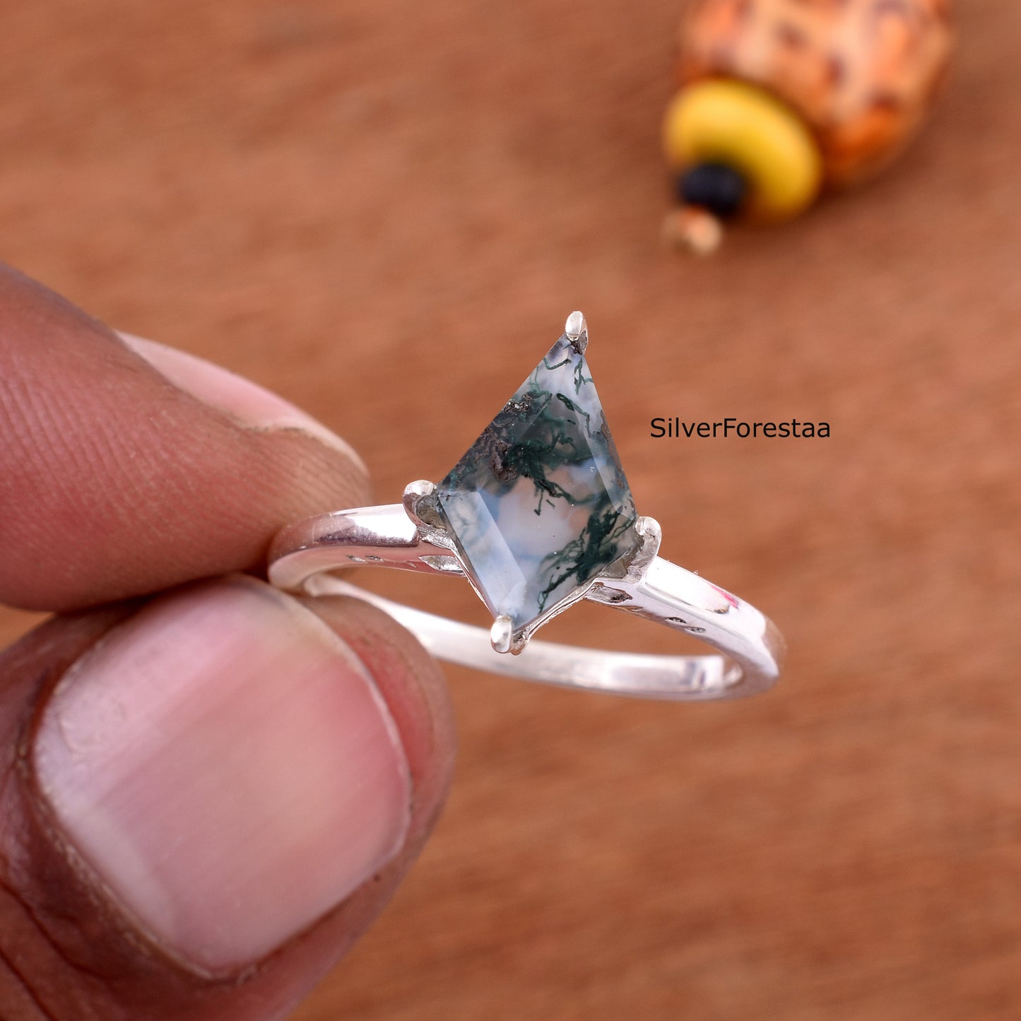 Moss Agate Gemstone Ring – 925 Solid Sterling Silver Design