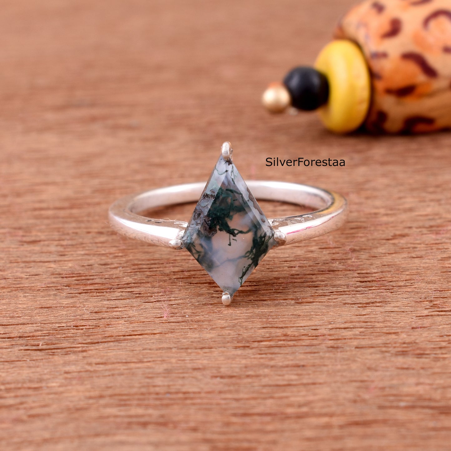 Moss Agate Gemstone Ring – 925 Solid Sterling Silver Design