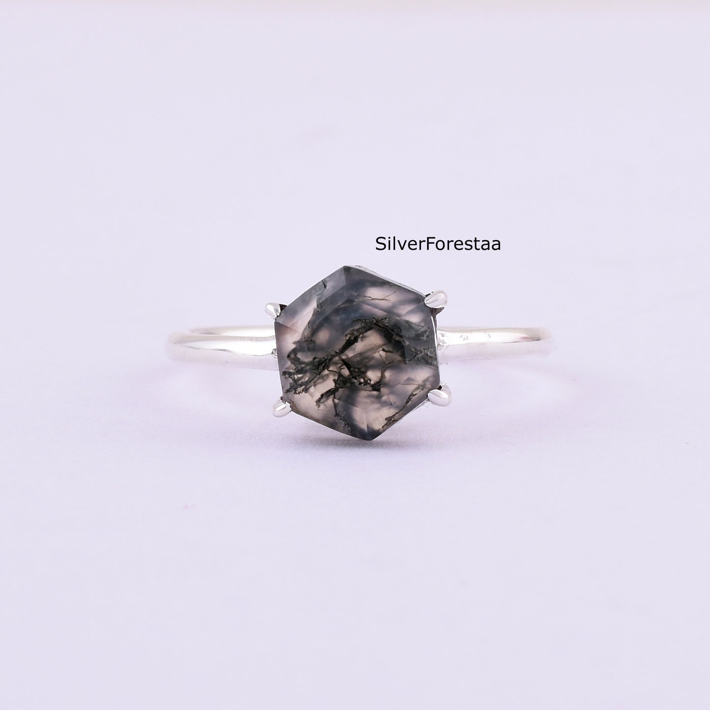 Moss Agate Ring in 925 Solid Sterling Silver – Nature’s Elegance