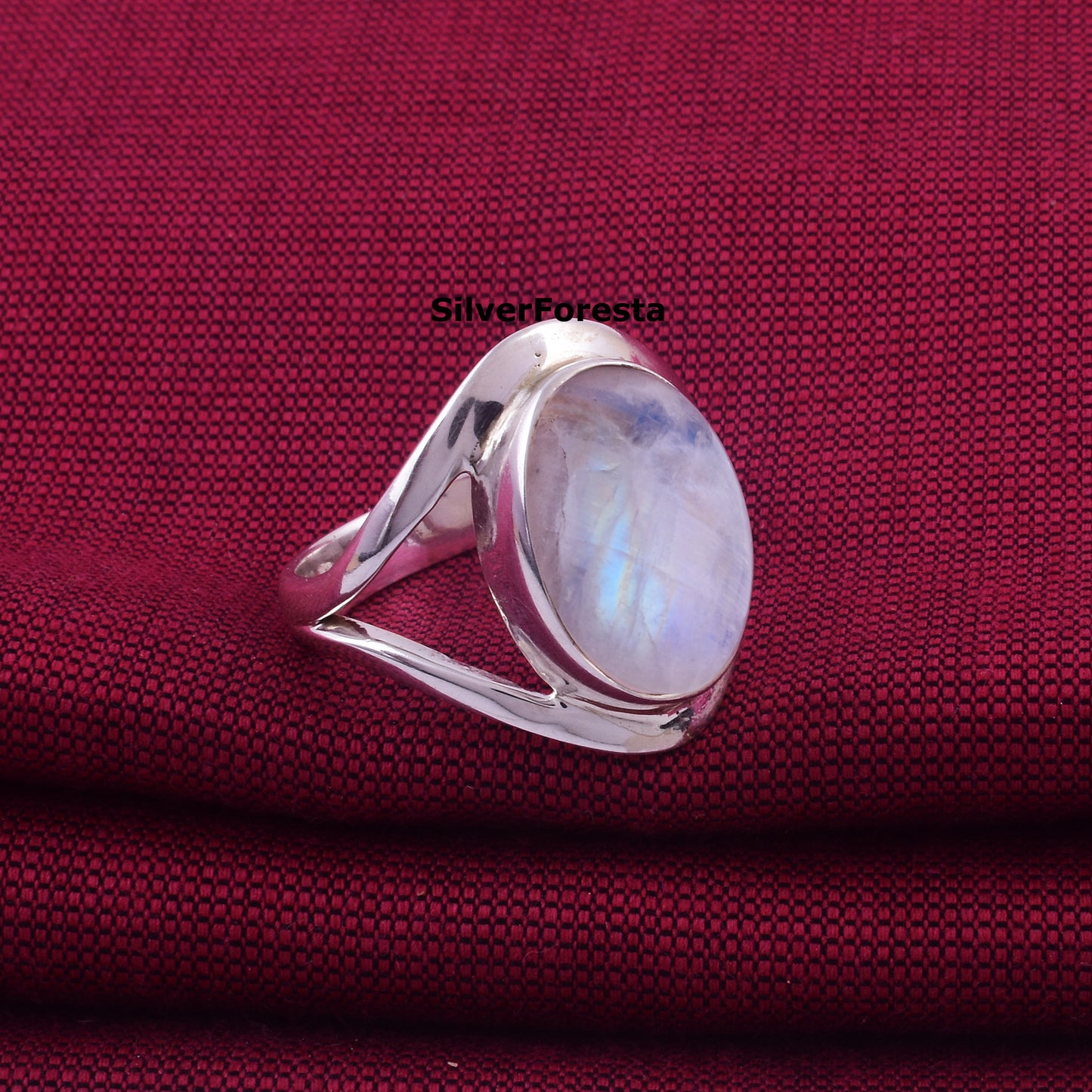 Handcrafted 925 Sterling Silver Ring with Rainbow Moonstone