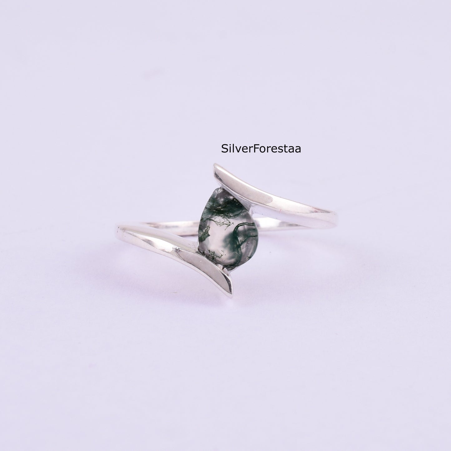 Moss Agate Statement Ring – Handcrafted in 925 Silver