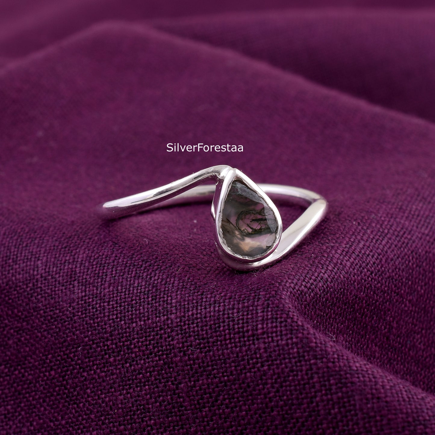 Nature-Inspired Moss Agate Silver Ring – 925 Sterling