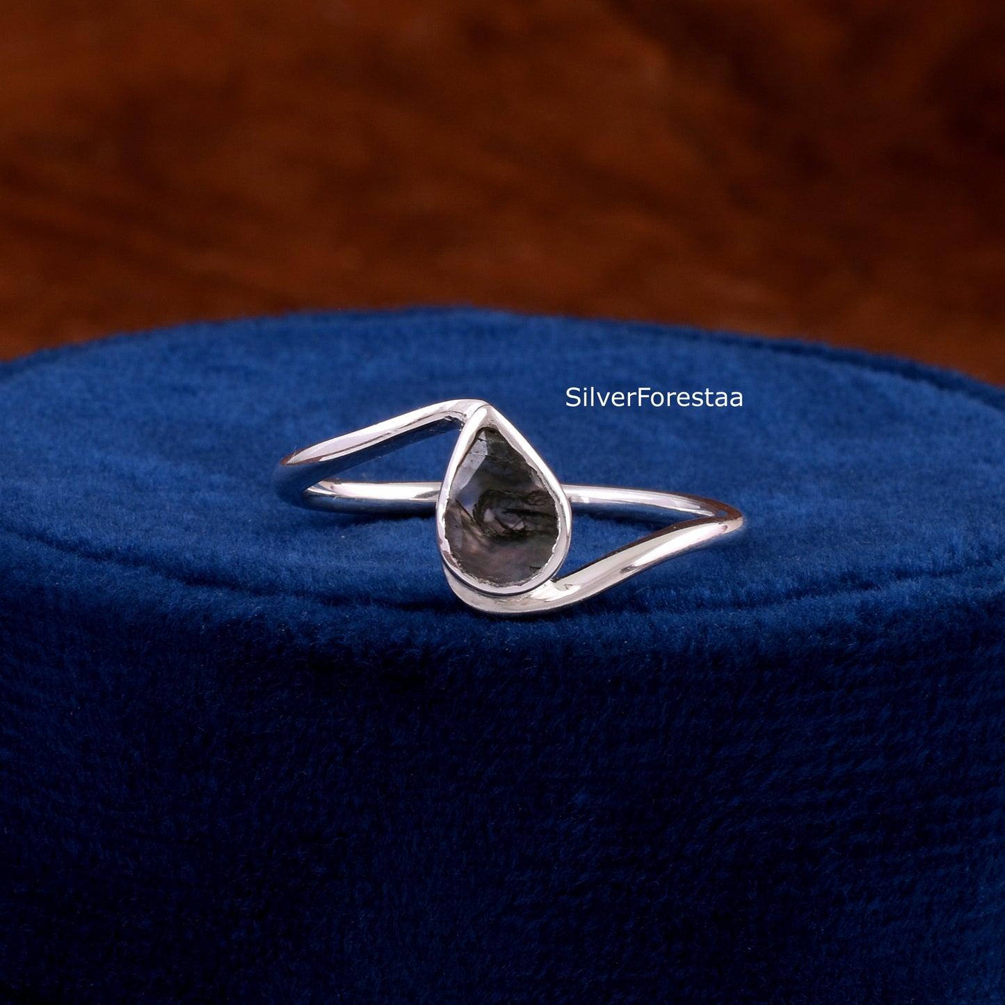 Nature-Inspired Moss Agate Silver Ring – 925 Sterling