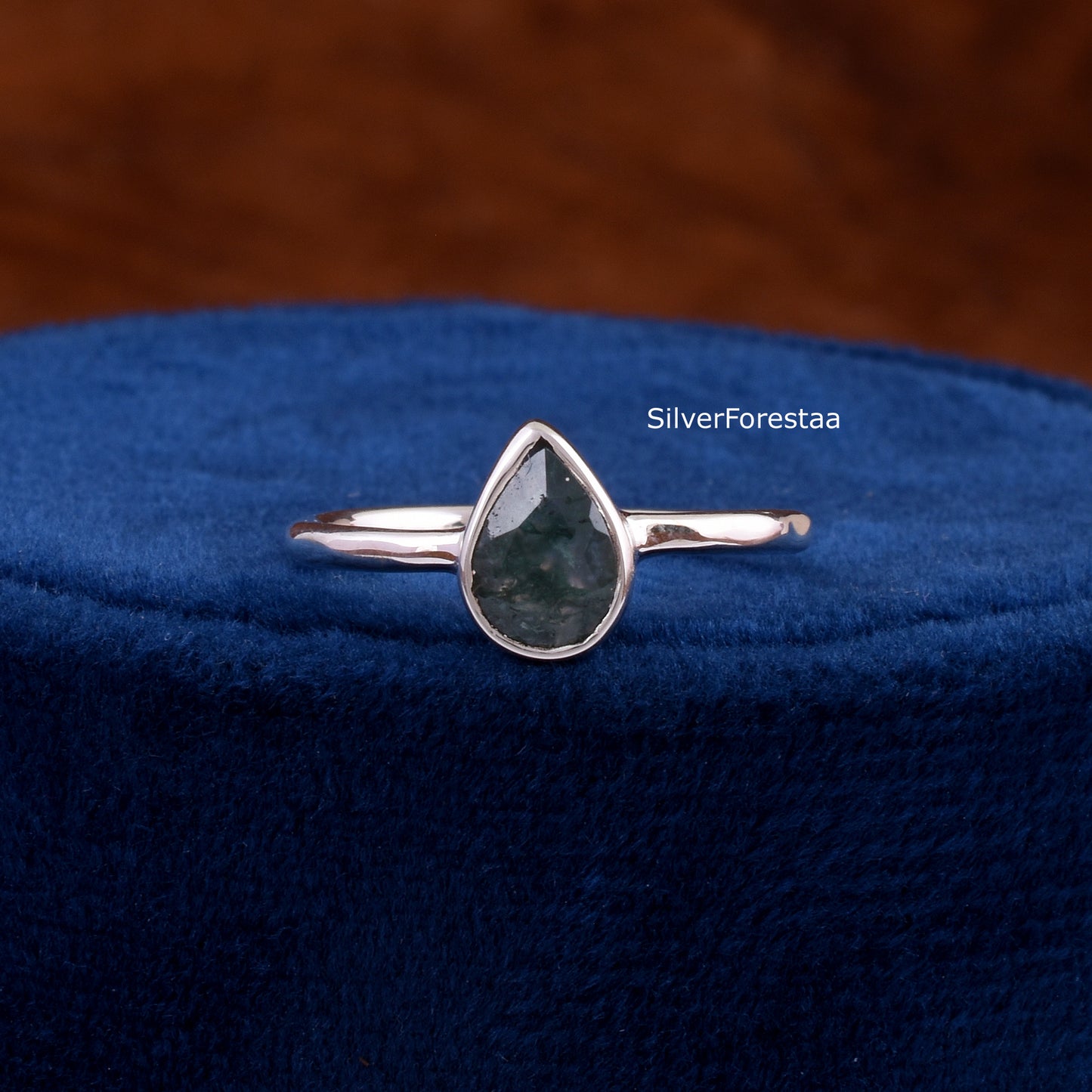 Handcrafted Moss Agate Ring for Women – Sterling Silver Setting