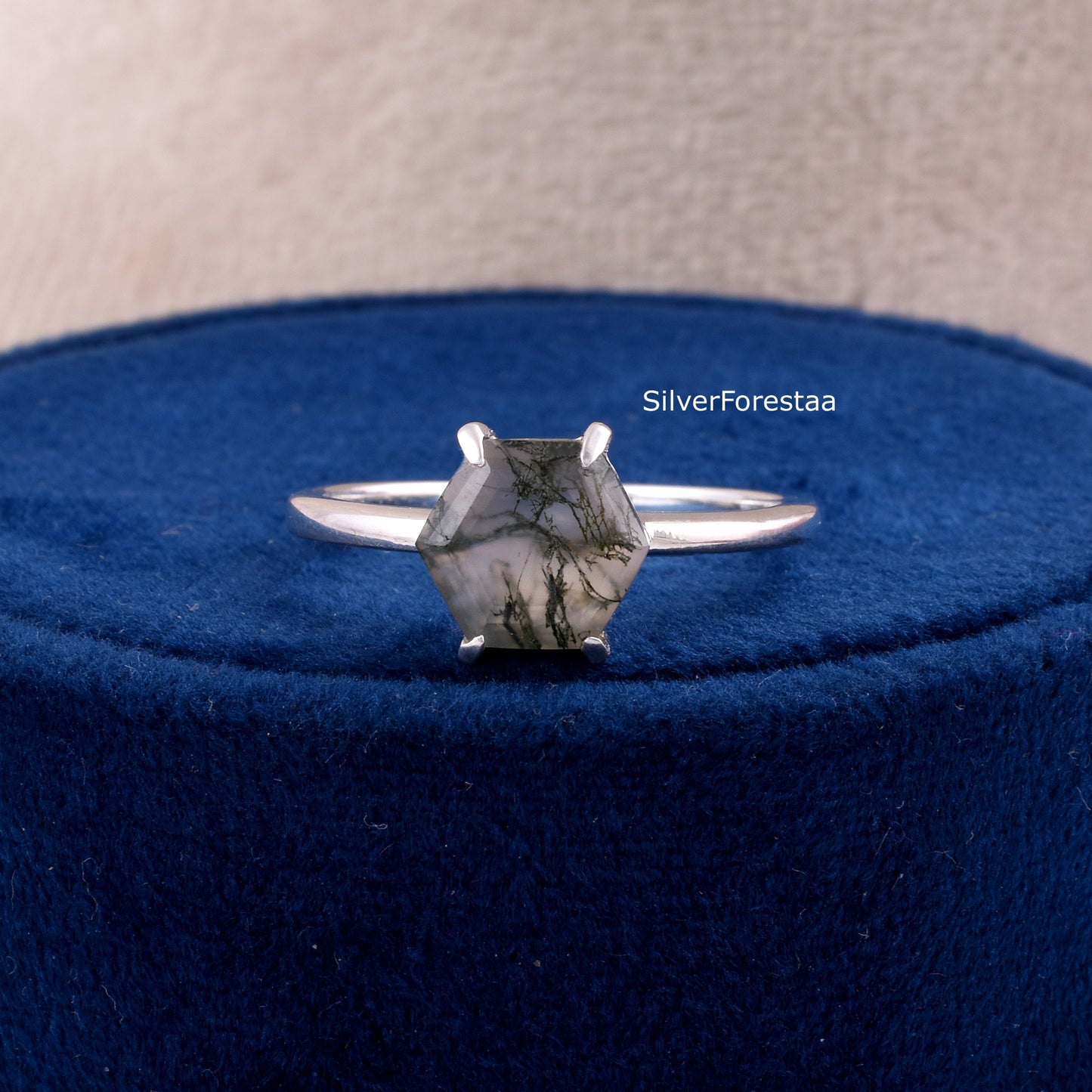 925 Silver Moss Agate Ring – Boho Chic Jewelry