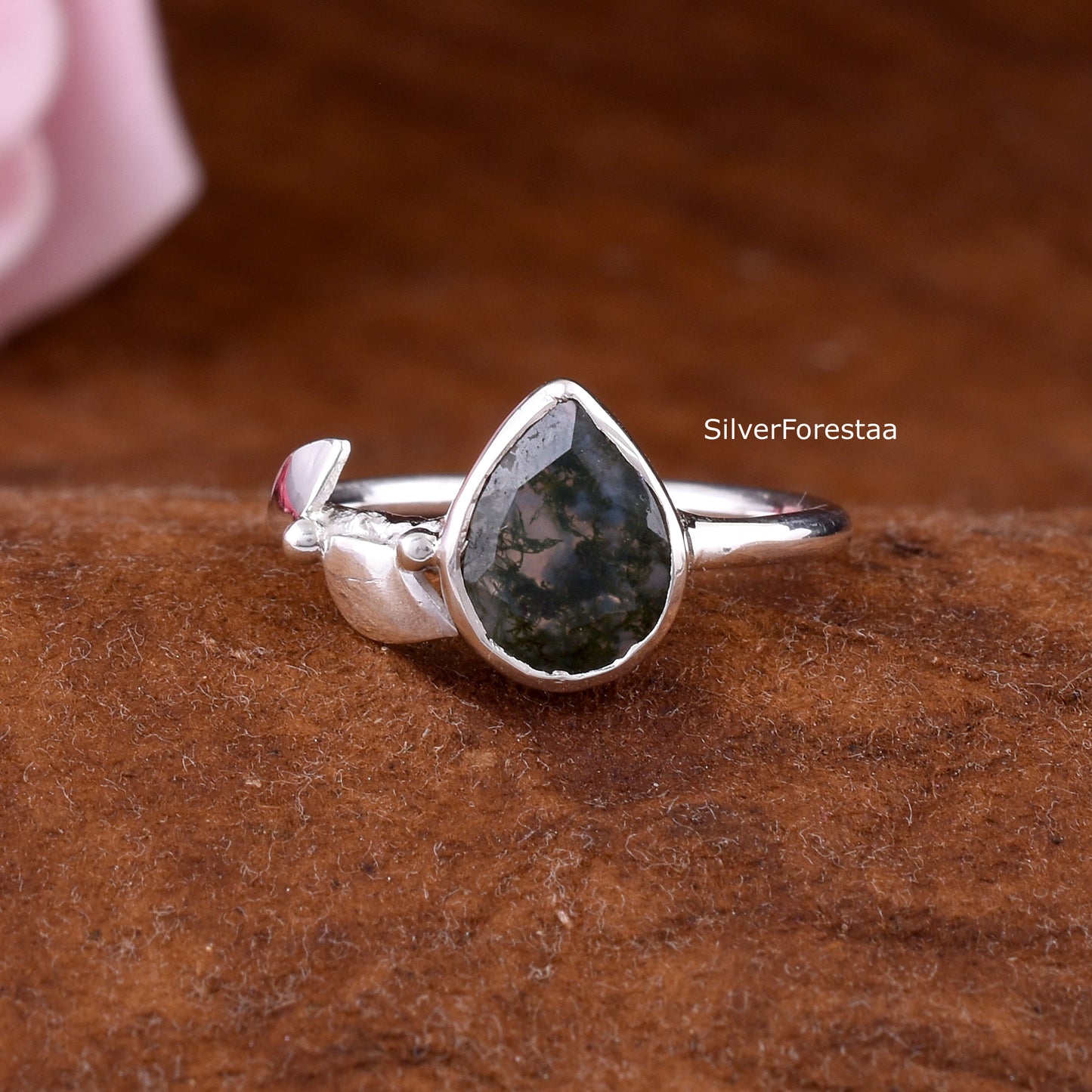 Moss Agate Ring in 925 Sterling Silver – Natural Gemstone Beauty