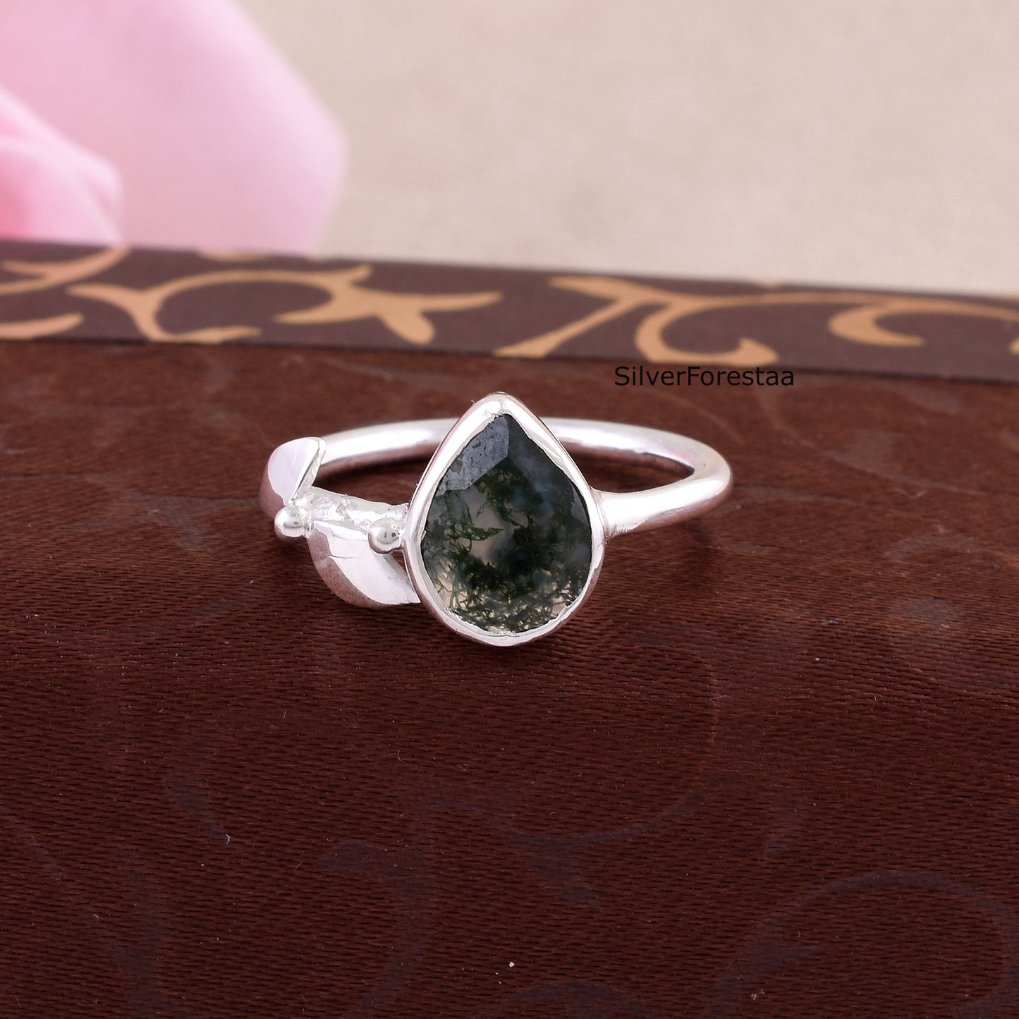 Moss Agate Ring in 925 Sterling Silver – Natural Gemstone Beauty