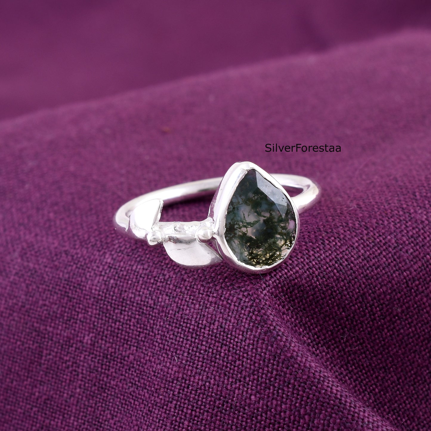 Moss Agate Ring in 925 Sterling Silver – Natural Gemstone Beauty