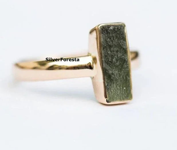 Moldavite Ring Moldavite Jewelry - SILVERFORESTAA