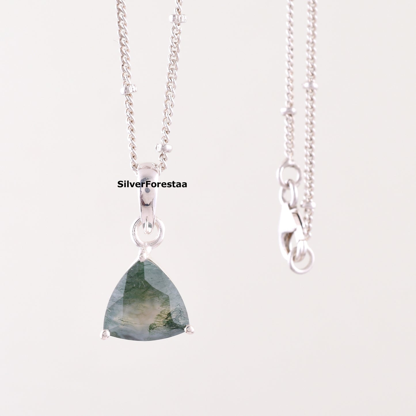 Natural Moss Agate Silver Necklace – Earthy Beauty in 925 Silver