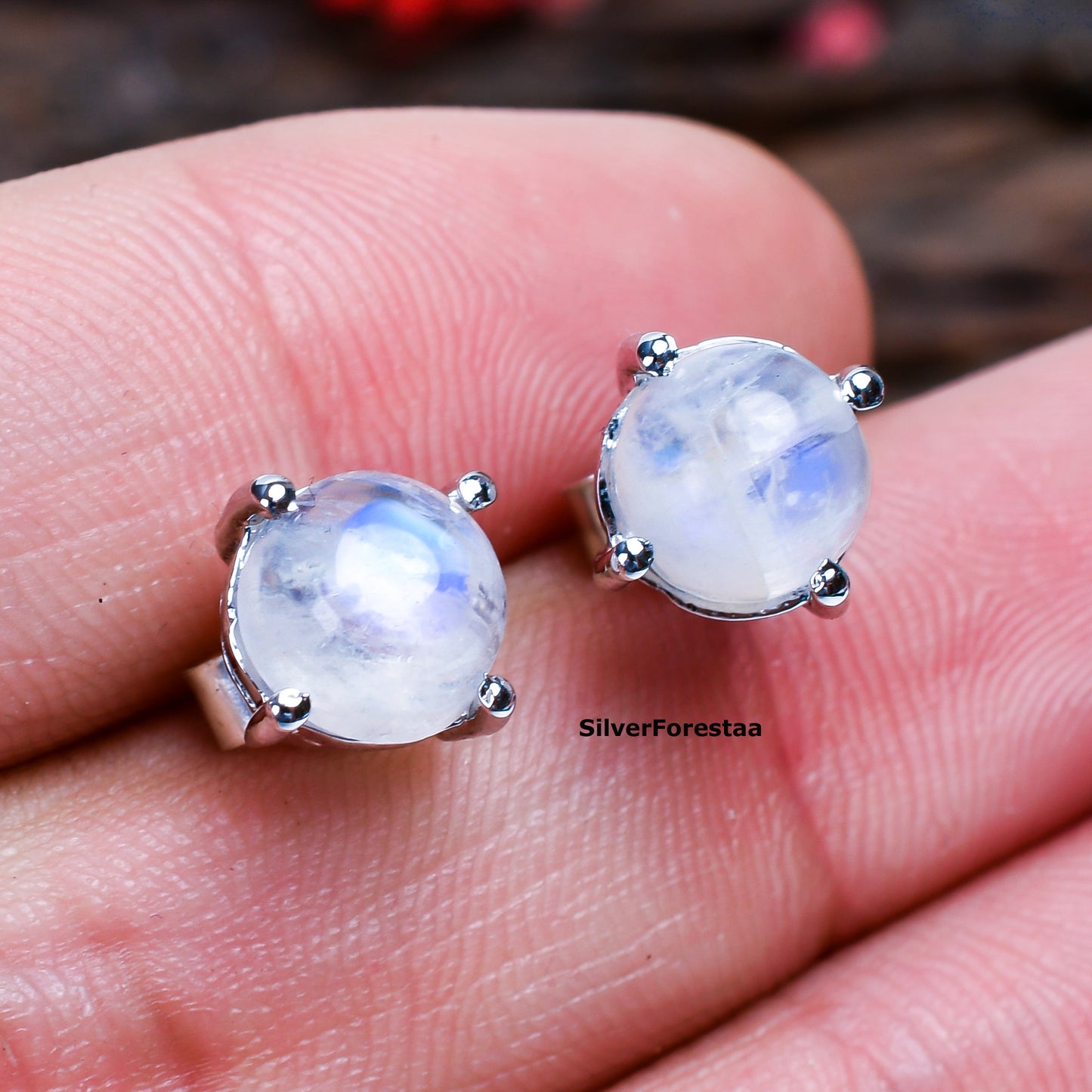 Moonlit Glow – Sterling Silver Moonstone Studs