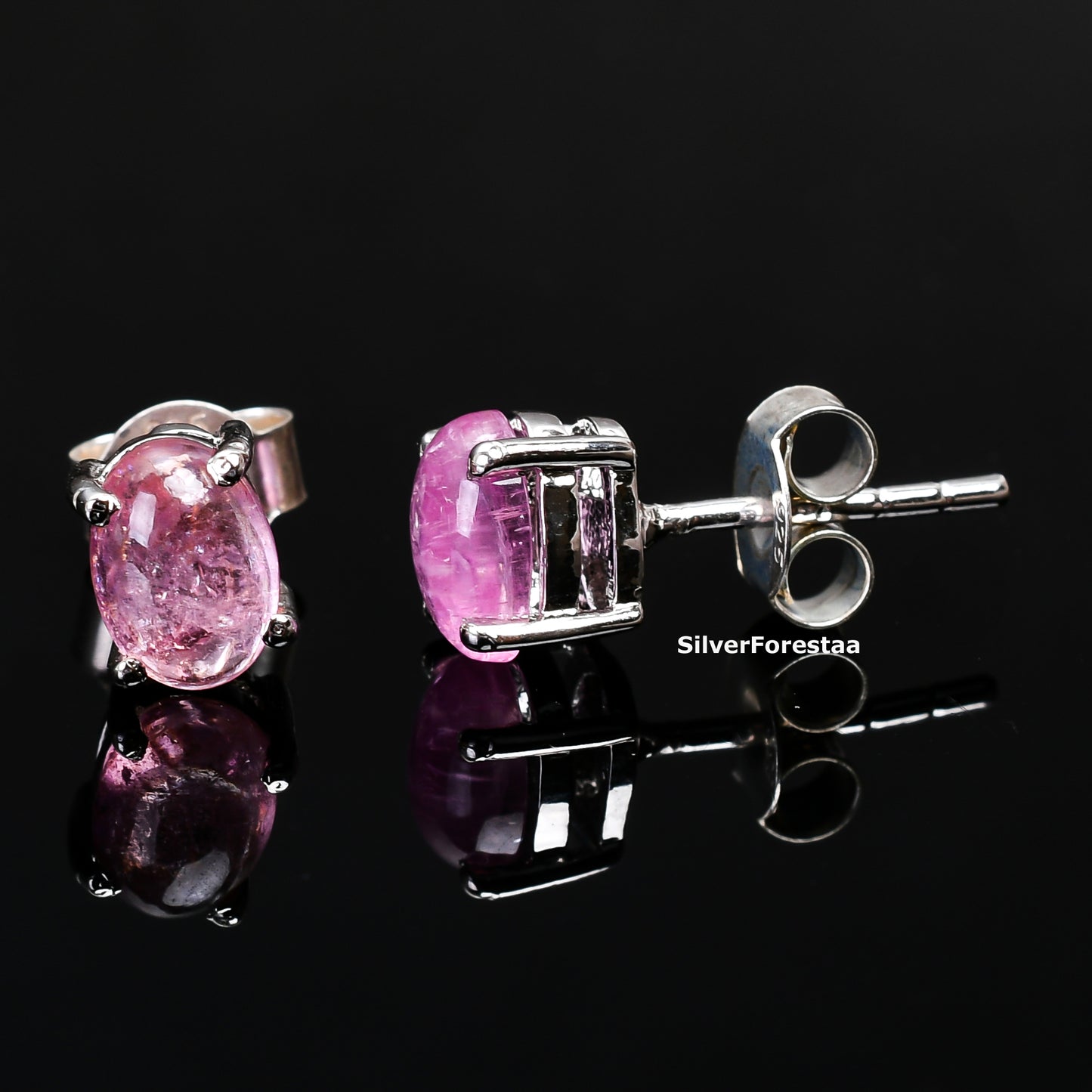 Minimalist Pink Tourmaline Earrings for Women