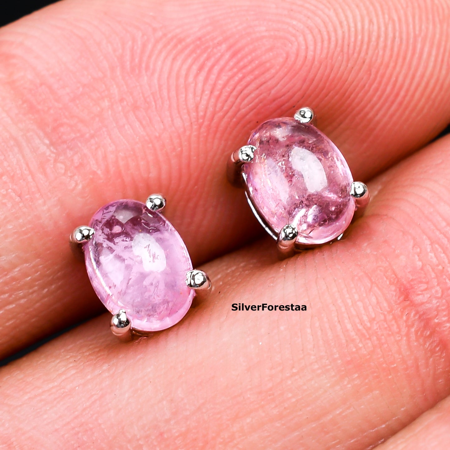 Minimalist Pink Tourmaline Earrings for Women