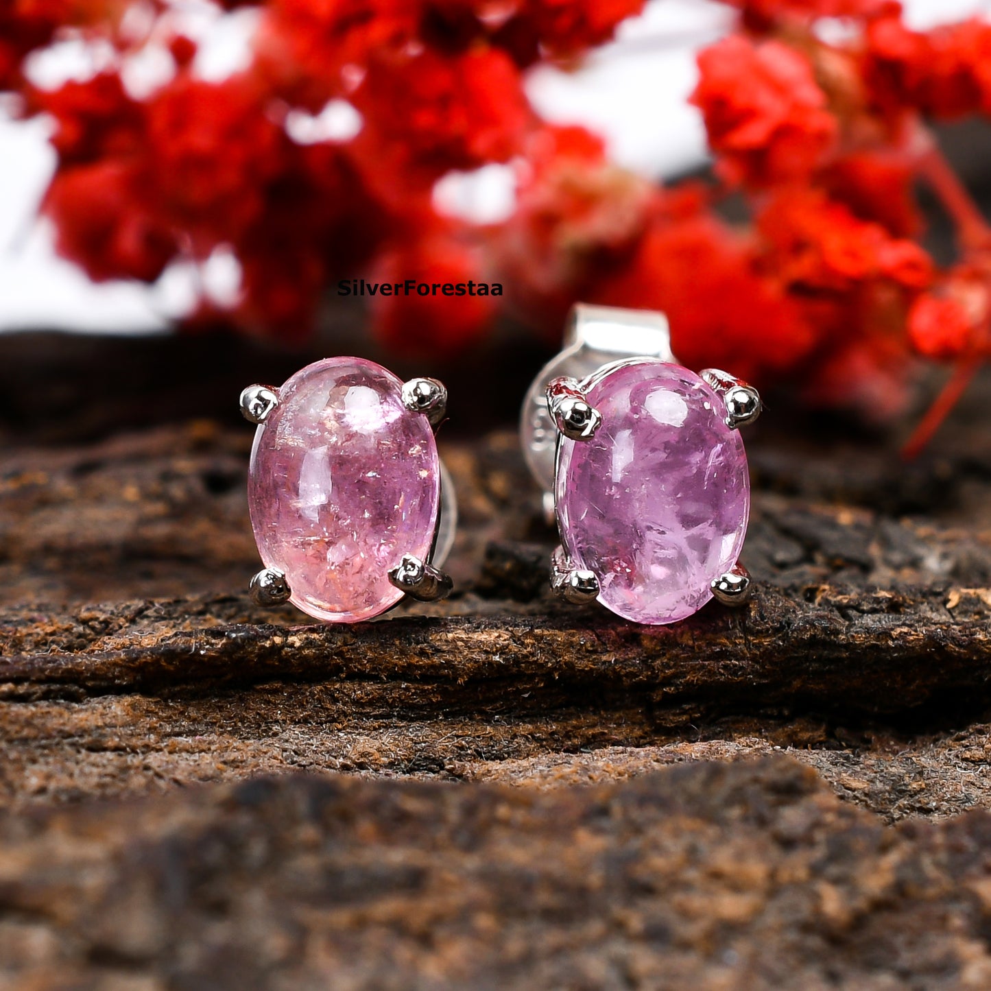 Minimalist Pink Tourmaline Earrings for Women