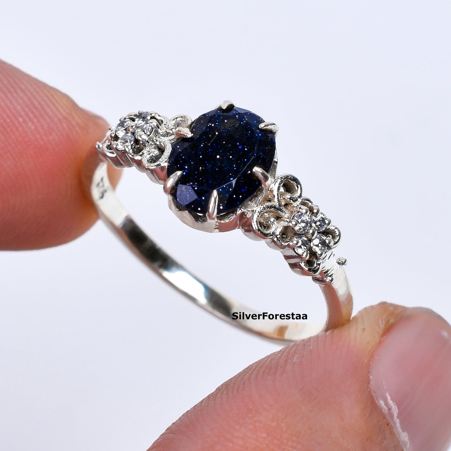 Celestial Spark – Artisan Blue Sandstone Silver Jewelry