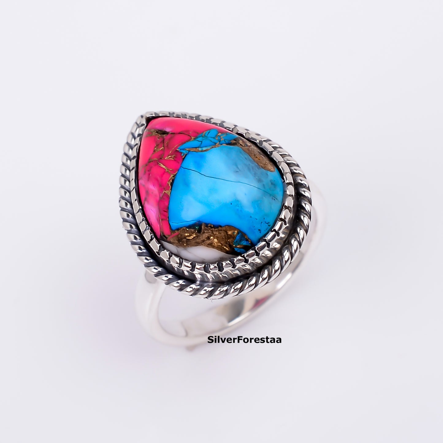 Mystic Artisan Ring – Cotton Candy Turquoise in 925 Silver