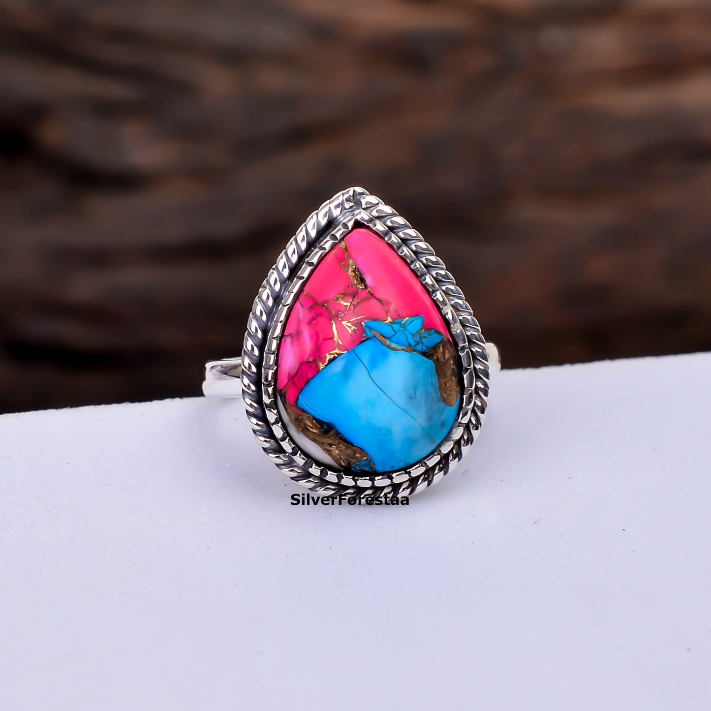 Mystic Artisan Ring – Cotton Candy Turquoise in 925 Silver